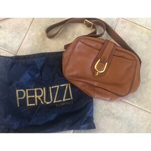 Vintage Firenze Peruzzi Florence Italian Leather Handbag in Brown With Dust Bag